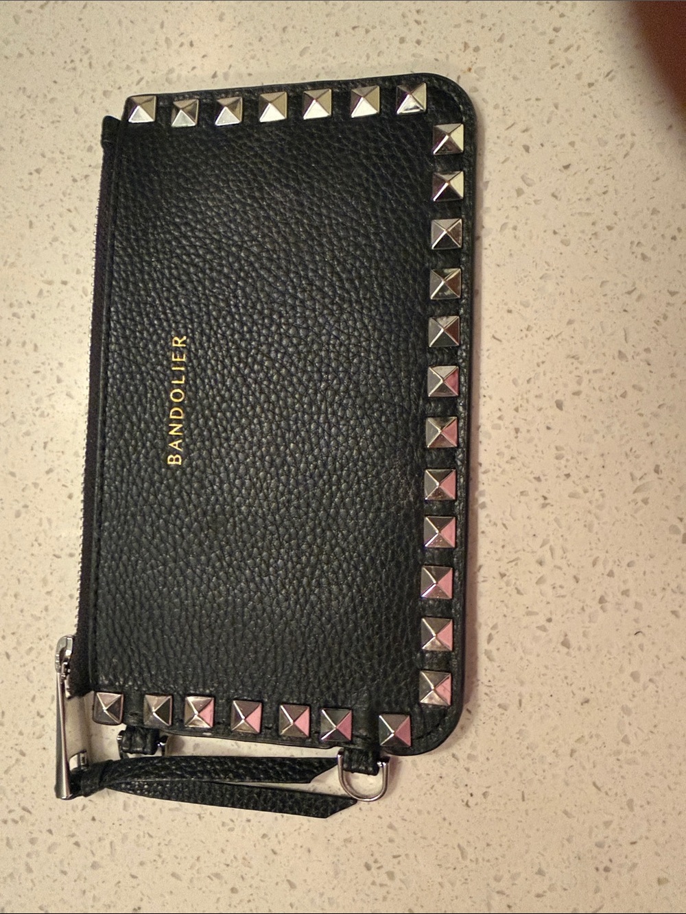 Bandolier Black Leather Studded Zip Pouch - Picture 7 of 7